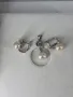 Сребърни обеци с перли и висулка, снимка 2