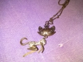 Медальон верижка котка с камъчета, снимка 4
