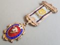 Сребърен позлата емайл Триизмерен Медал Орден Масонски Англия Лондон  , снимка 3