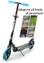 Тротинетка, скутер, Голяма тротинетка с големи гуми, колела 200мм за деца, възрастни, сгъваема 200mm, снимка 4