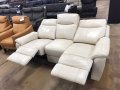  Кремав диван тройка-естествена кожа с релаксиращ механизъм за краката, снимка 5