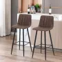 Бар столове с облегалка и дамаска от висококачествена PU кожа, к-кт от 2 бр. C-U-BS-0079BR, снимка 3