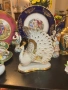 Capodimonte Italy Circa 1980 Porcelain Peacock Figurine W/ Colorful Crystal Accents Паунът Код P1848, снимка 6