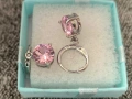 Сребърни обеци с розов цирконии , снимка 3