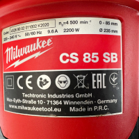 Milwaukee CS 85 SB - Мощен ръчен циркуляр 2200W 235mm, снимка 12 - Други инструменти - 44585319