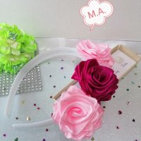 Диадема 3 рози малиново-розово, модел 323, снимка 3 - Аксесоари за коса - 44259778