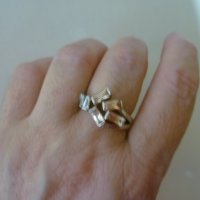 Сребърен пръстен с кристали, снимка 4 - Пръстени - 35784929