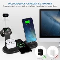 Безжично зарядно устройство 6 в 1, Съвместимо със зарядно за Airpods/iPhone/Apple Watchс,Qi устройст, снимка 4 - Безжични зарядни - 41964944