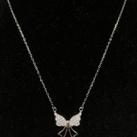 Сребърно колие Пеперуда, снимка 4 - Колиета, медальони, синджири - 44417154