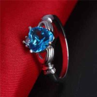 Дамски пръстен със син циркон - сърце, снимка 5 - Пръстени - 41865759