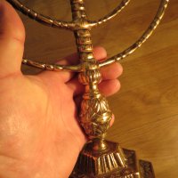 Голям бронзов свещник МЕНОРА  31 х 27см. - еврейски седемсвещник - внос от Израел, Йерусалим,, снимка 3 - Антикварни и старинни предмети - 41286579