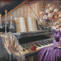 Комплект за изработка на диамантен гоблен "Жена и пиано" 3322, снимка 1 - Гоблени - 41522434