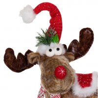 Коледен декоративен северен елен, шапка с пайети с червено седло, 65см , снимка 3 - Декорация за дома - 34744155