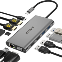 Omars USB C докинг станция с троен дисплей, 11 в 1, снимка 1 - Друга електроника - 44811001