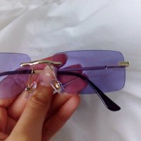 Дамски правоъгълни слънчеви очила в лилав цвят, снимка 3 - Слънчеви и диоптрични очила - 41648079