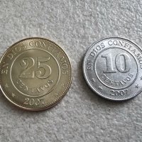 Монети. Никарагуа . 10 и 25 центавос . 2007 година., снимка 1 - Нумизматика и бонистика - 41793255