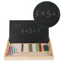 Дървена двустранна дъска с математика пръчици и часовник, снимка 6 - Образователни игри - 41083542