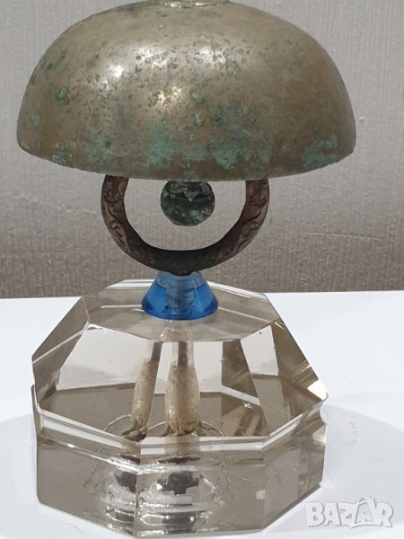 Стар хотелиерски звънец с кристална основа 20те години, снимка 1