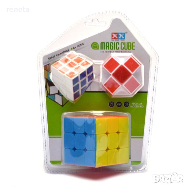 Комплект кубчета Ahelos, Тип Рубик, 3 броя, Многоцветни, снимка 1