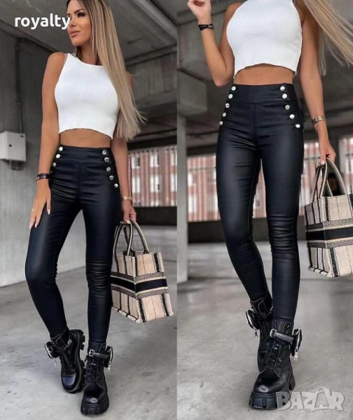 Кожен клин със сиви копчета , снимка 1