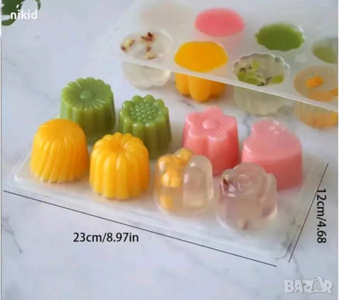 8 сърце цвете Полипропилен поликарбонатна пластмасова форма шоколадови бонбони молд фондан гипс желе, снимка 1