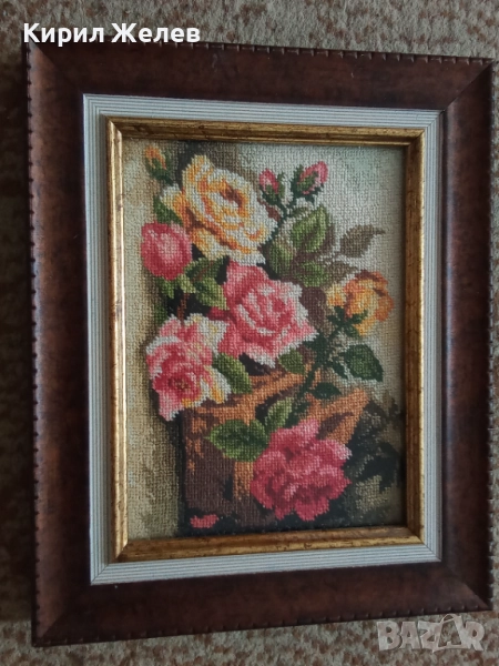 Картина стара дървена гоблен 42817, снимка 1