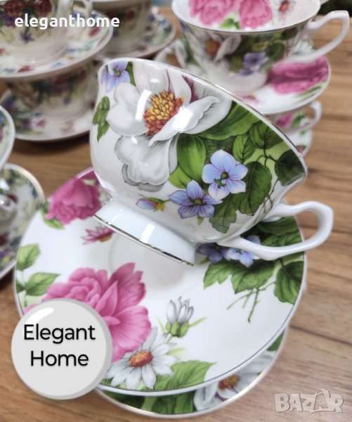 Порцеланов сервиз за чай/капучино - 6 броя чаши с чинийки Цена - 80,90 лв, снимка 1