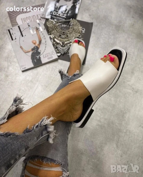 Равни чехли - бяла кожа - C23

, снимка 1