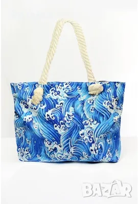 Ефектна дамска плажна чанта с морски мотиви, снимка 1