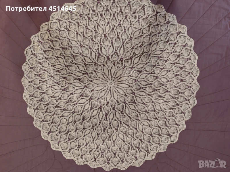 Изящна плетена покривка d105см, снимка 1