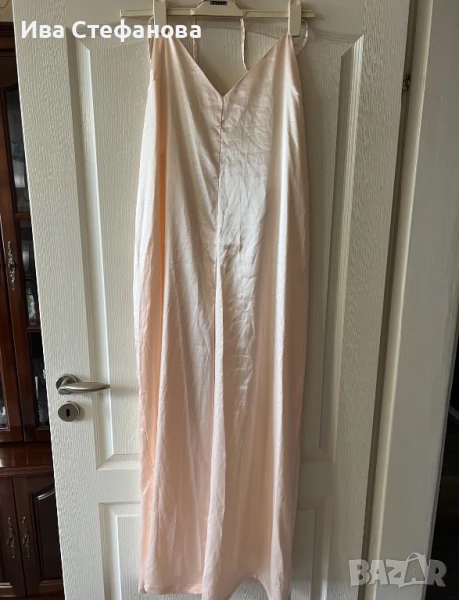  Нов сатенен сатен елегантен цвят праскова прасковен гащеризон , снимка 1