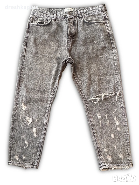 BERSHKA Дънки Slim Fit • Размер 34 • Сиви с Брички, снимка 1