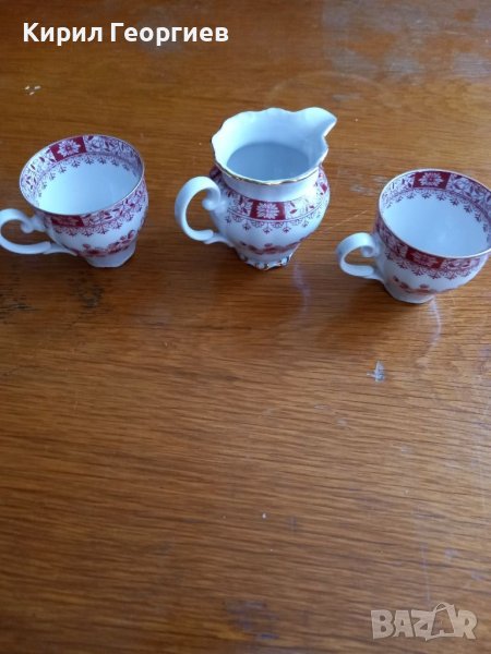 Сервиз за кафе за двама с латиера от фин Баварски порцелан със златен кант , снимка 1