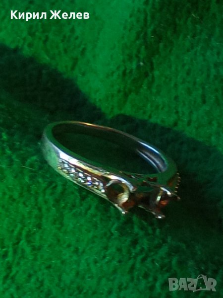 СТАР СРЕБЪРЕН ПРЪСТЕН СРЕБРО 925 с ГНЕЗДА за ИНКРУСТИРАНЕ на 3 СКЪПОЦЕННИ КАМЪЧЕТА 28765, снимка 1