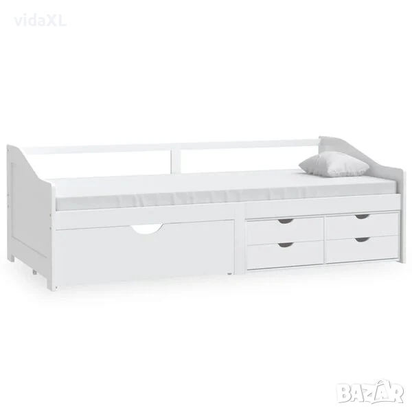 vidaXL 3-местно дневно легло с чекмеджета, бяло, бор масив, 90х200 см(SKU:322170), снимка 1
