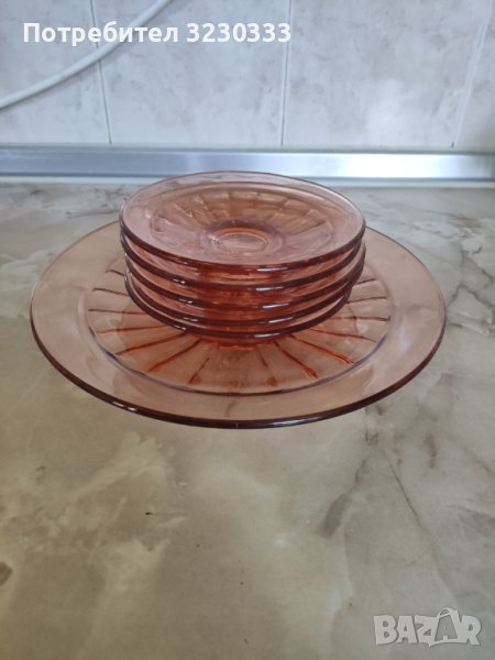  Сервиз за торта стъклен от соца, снимка 1