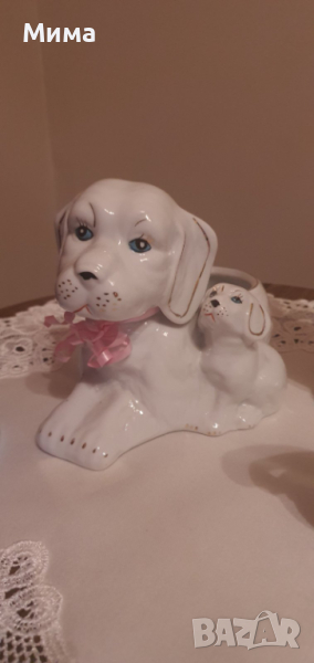 Порцеланова кашпа с кученца, снимка 1