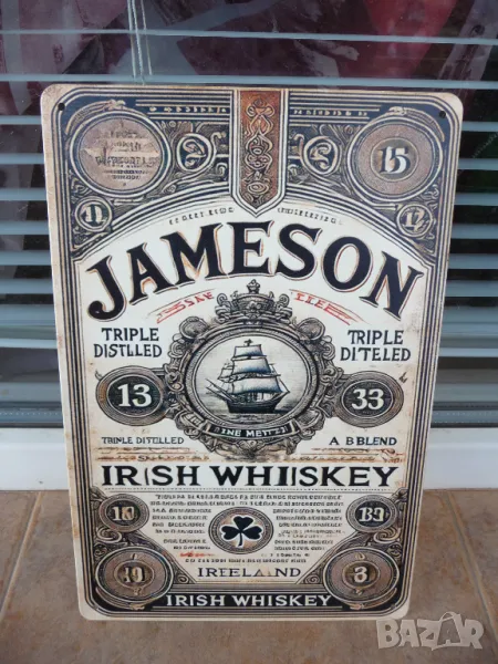 Метална табела Ирландско уиски Jameson тройно дестилирано бар алкохол, снимка 1