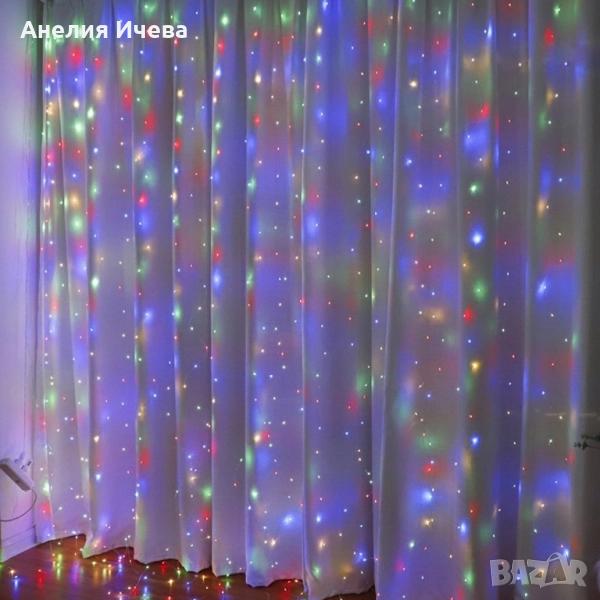 Коледни лампички с 300Led лампи 3 метра на 3 метра ,коледна завеса с дистанционно., снимка 1