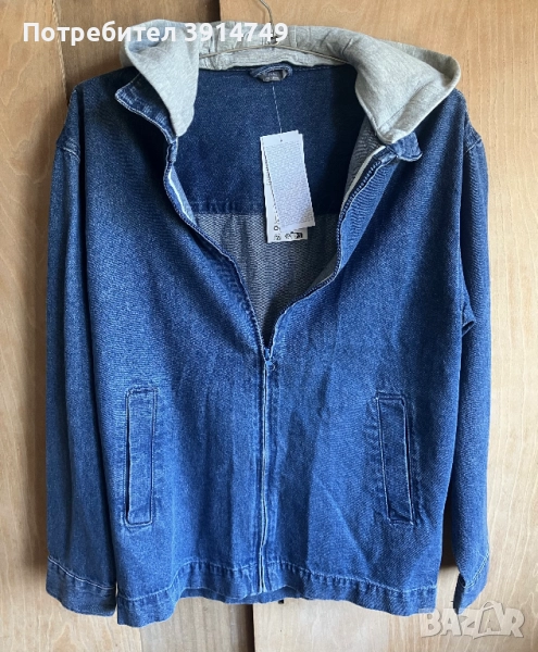 НОВО Дънково яке /горна риза с прикачаща се качулка, цип, два странични джоба, леко, удобно , снимка 1