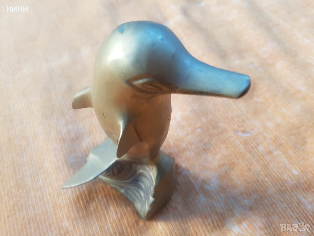 Бронзова пластика статуетка делфин, снимка 1