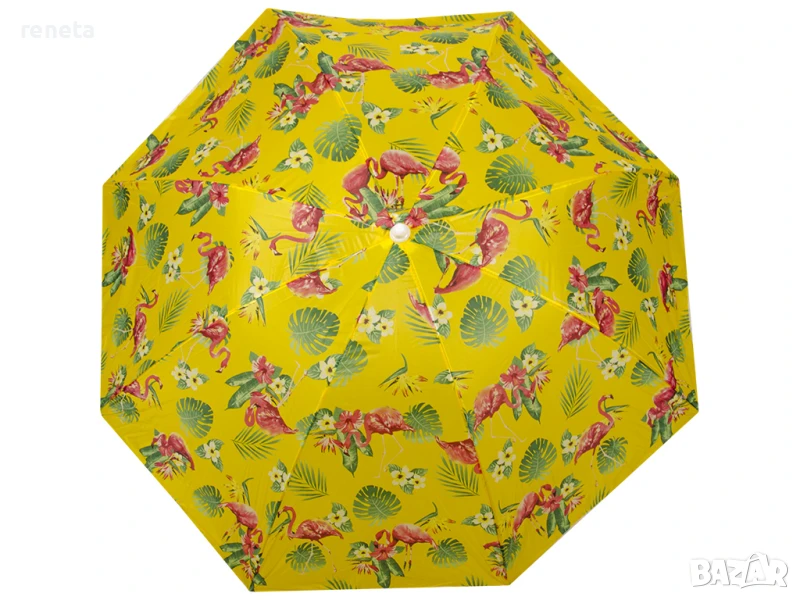 Плажен чадър Фламинго, Текстилен, Разгъваем, 85 см/диаметър, снимка 1