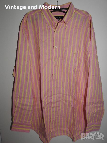GANT Мъжка риза с дълъг ръкав (XL) раирана розова, снимка 1
