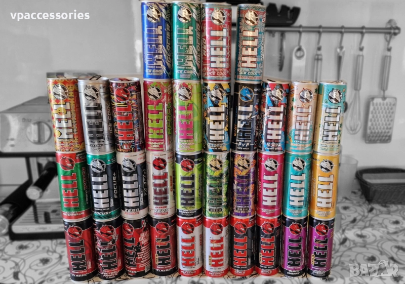 Колекция 34 бр. празни кенчета Hell Energy Drink 250 мл., снимка 1