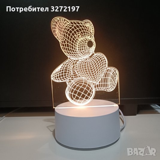 Холограмна 3D LED лампа Мече ,USB, снимка 1