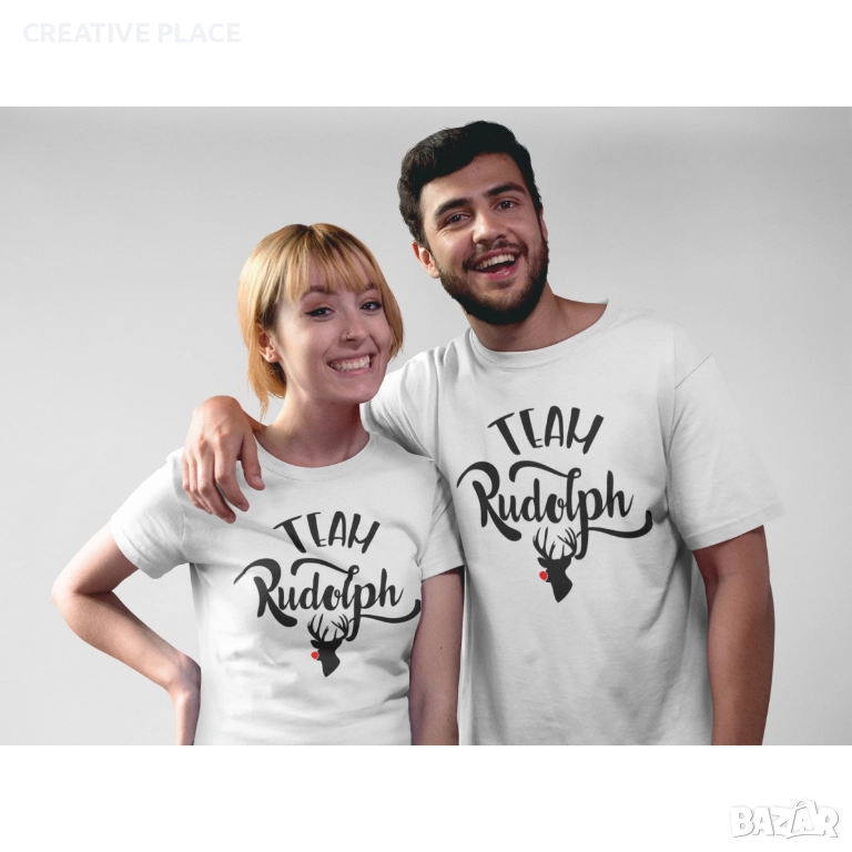 💞😍 Коледни тениски за влюбени - Team Rudolph 🌲🌟🎁, снимка 1