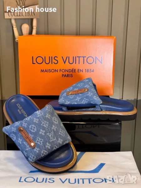 Luis Vuitton дамски чехли деним, снимка 1