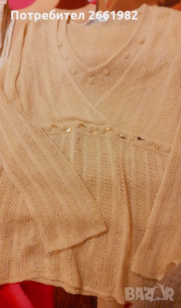 Златиста мрежеста блуза с бродирани камъчета, снимка 1