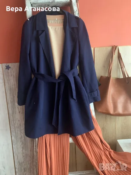 💙💙💙 Елегантен тъмносин тренчкот💜, снимка 1