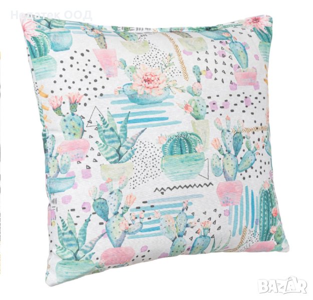 Декоративна възглавница, Ecru Cactus, 43x43см, Многоцветна, снимка 1